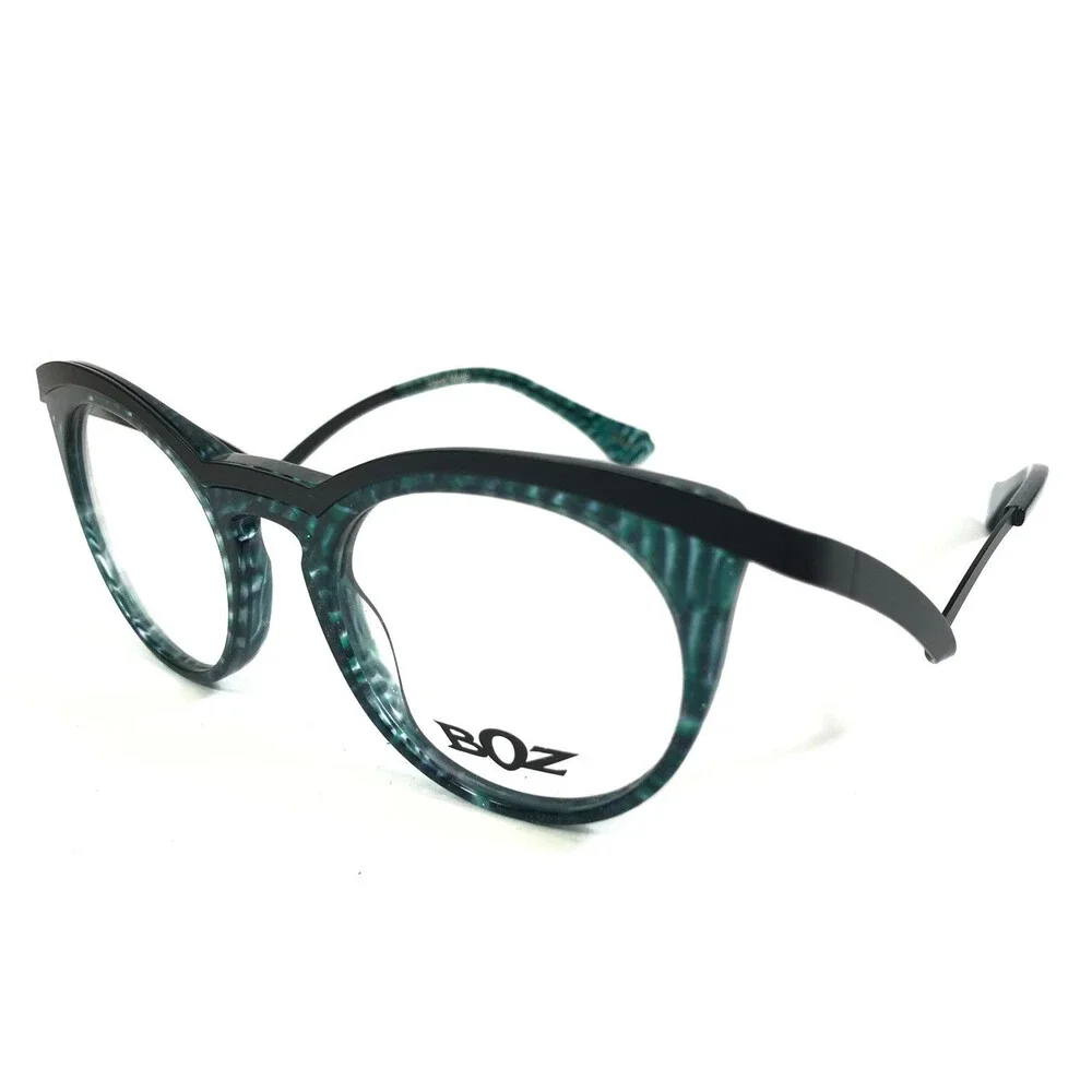 BOZ Eyeglasses Frames EXTRA 4000 Clear Green Marble Matte Black 47-20-140